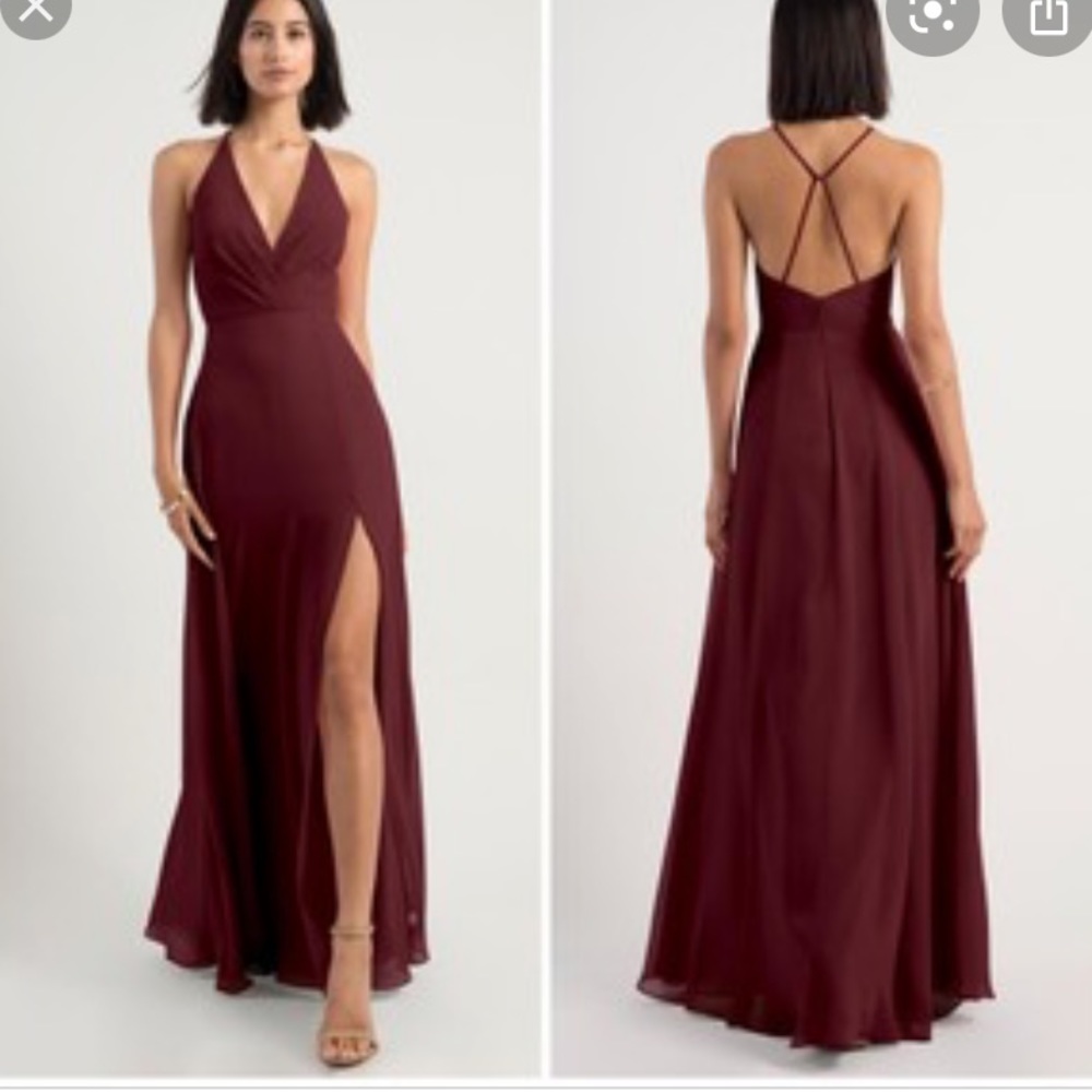 Jenny Yoo Bryce Surplice V-Neck Chiffon Dress